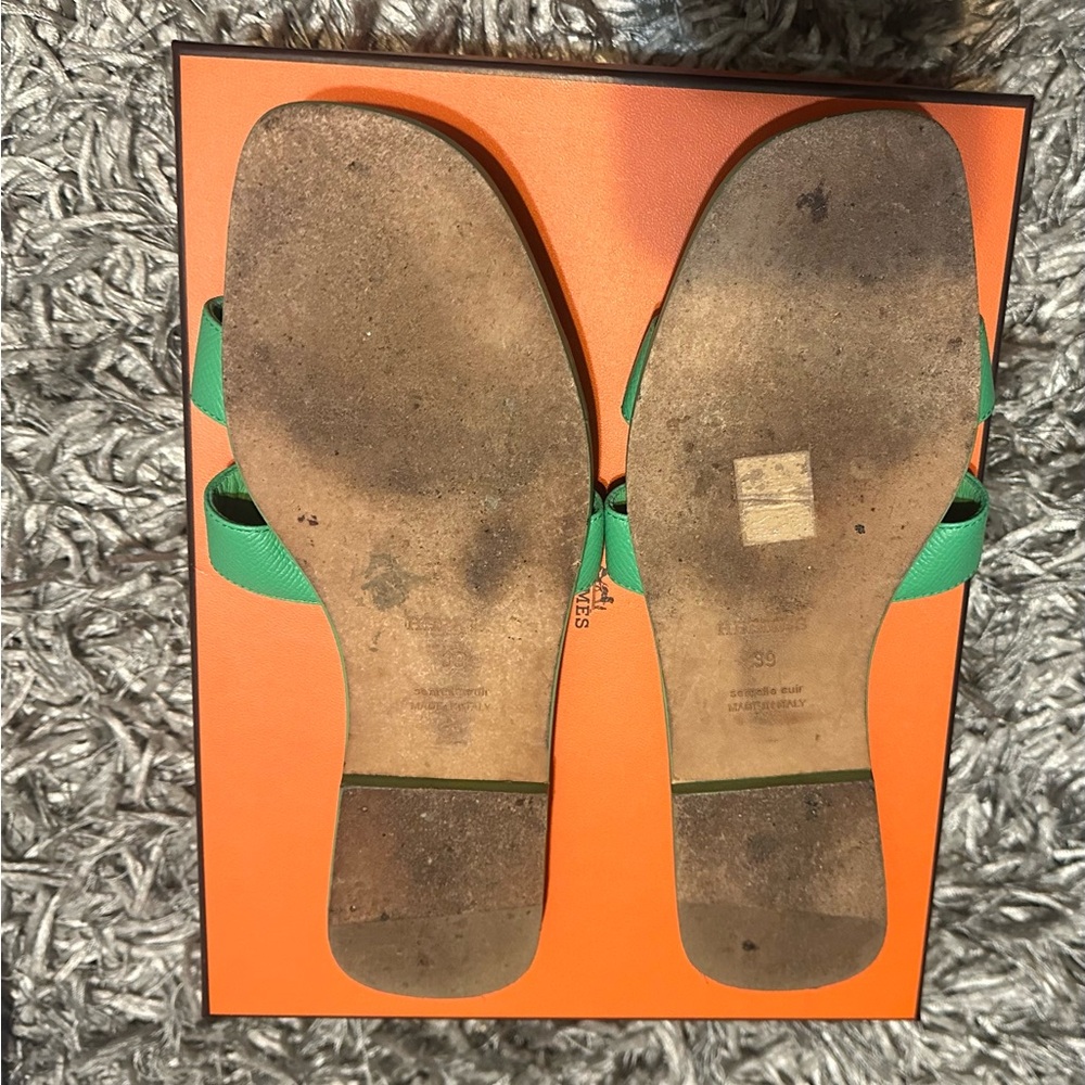 Hermes Oran Sandals vert pomme - Picture 2 of 6